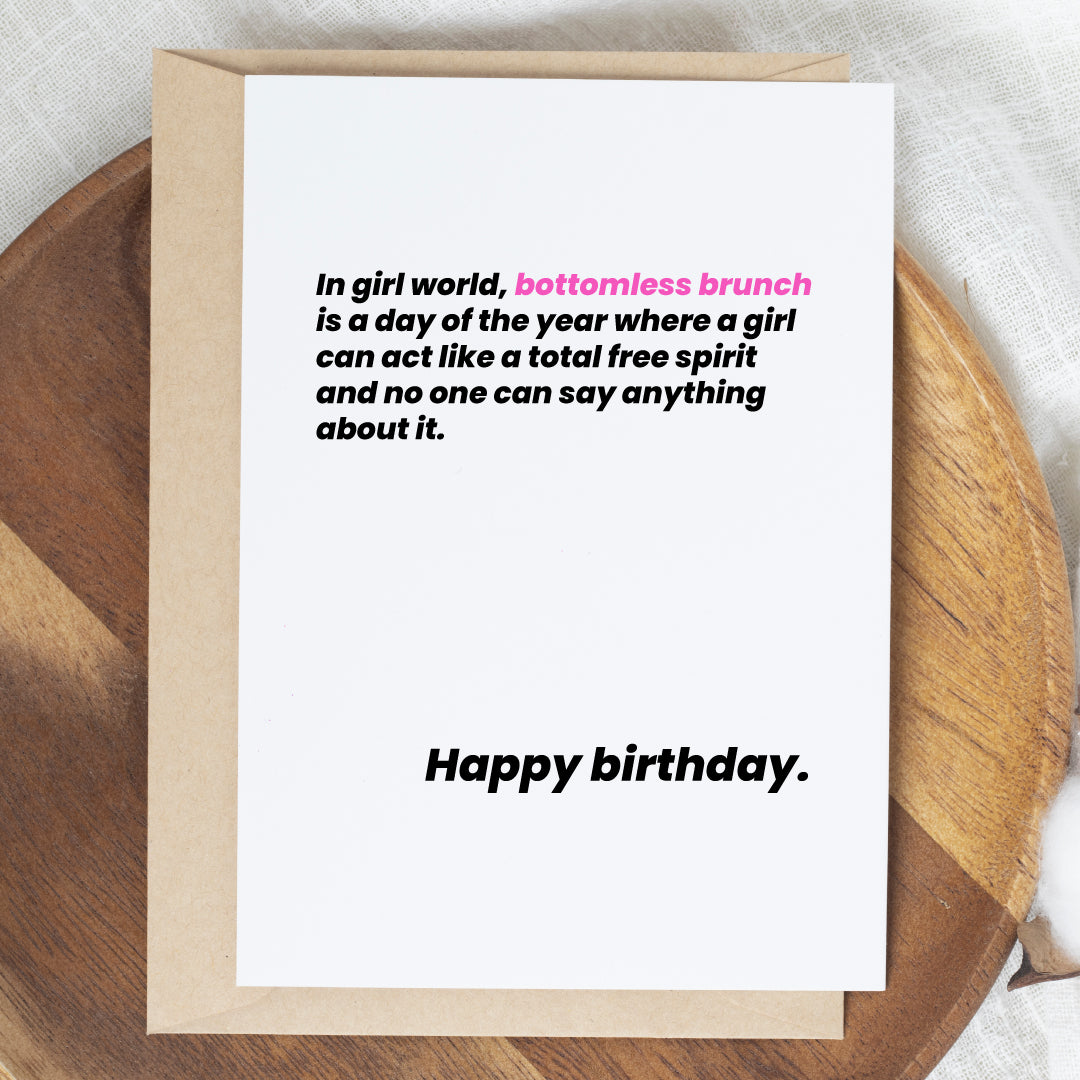In girl world, birthday card!