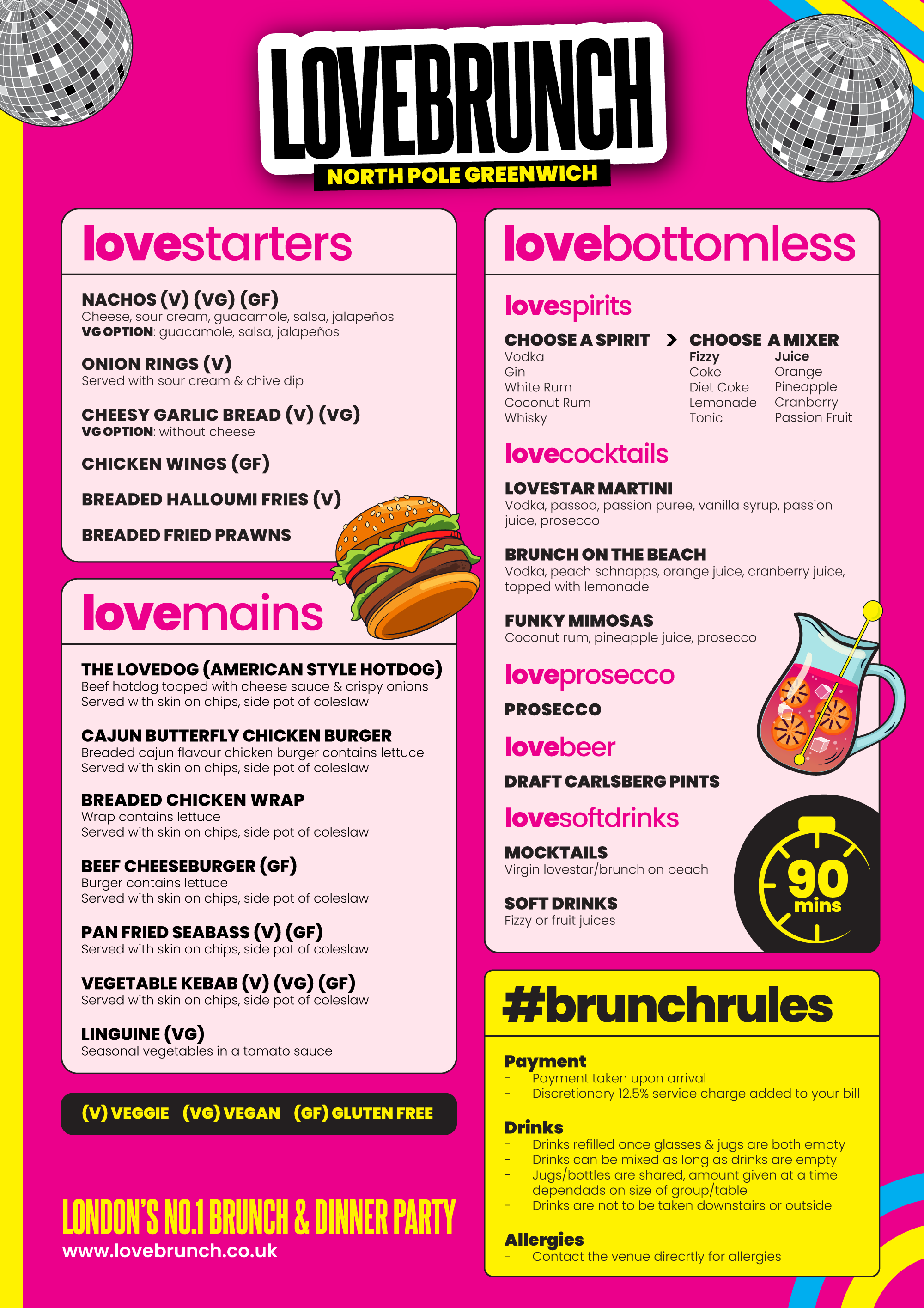 American inspired bottomless brunch menu lovebrunch