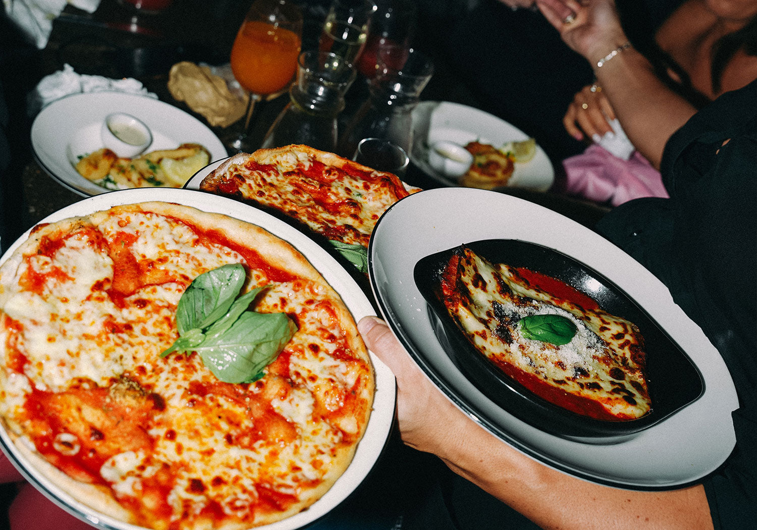 PizzaExpress bottomless brunch menu with classics including dough balls, pizza & pasta close up