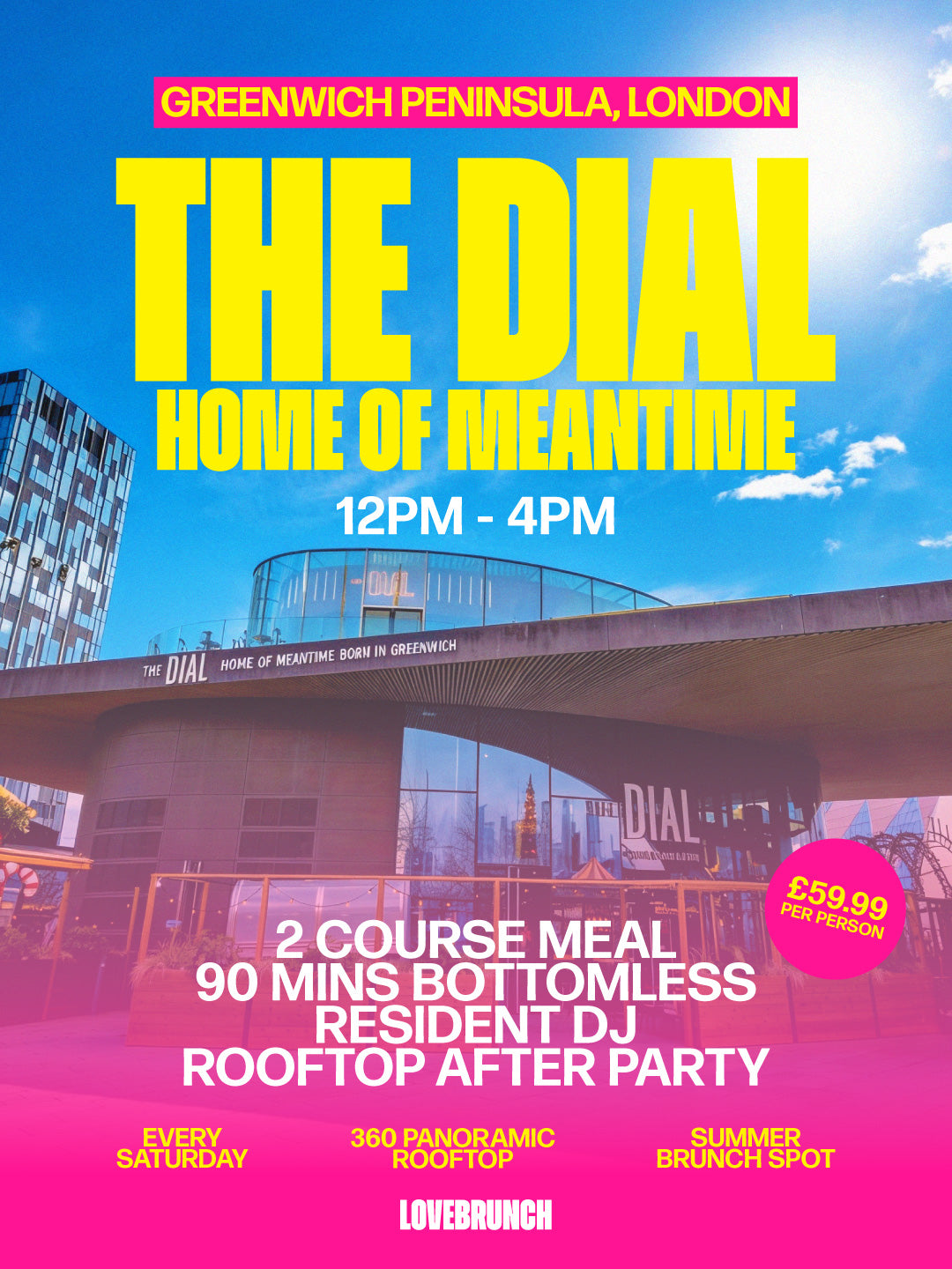 Bottomless Brunch at The Dial - Home of Meantime, Greenwich Peninsula O2