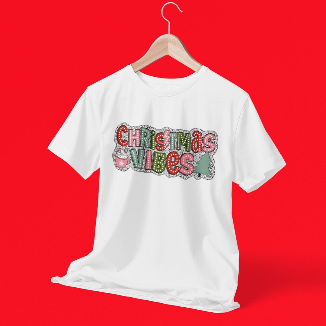 Christmas Vibes Graphic Printed Christmas T-Shirt
