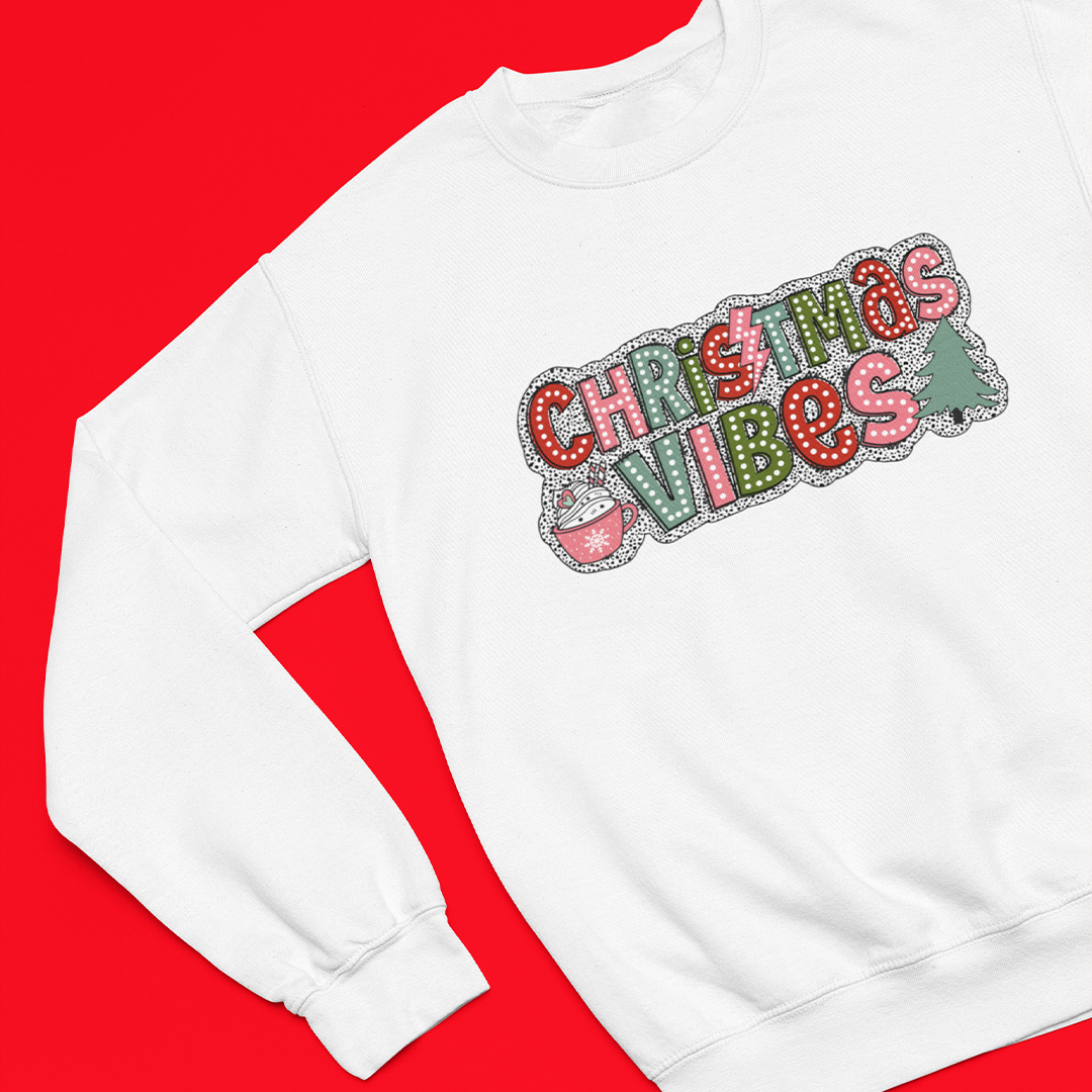 Christmas Vibes Graphic Printed Christmas Jumper