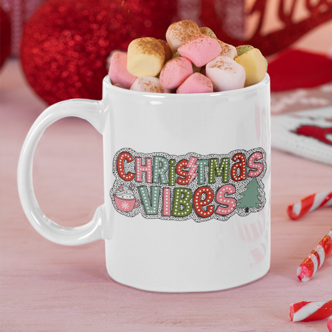 Christmas Vibes Graphic Printed Christmas Mug