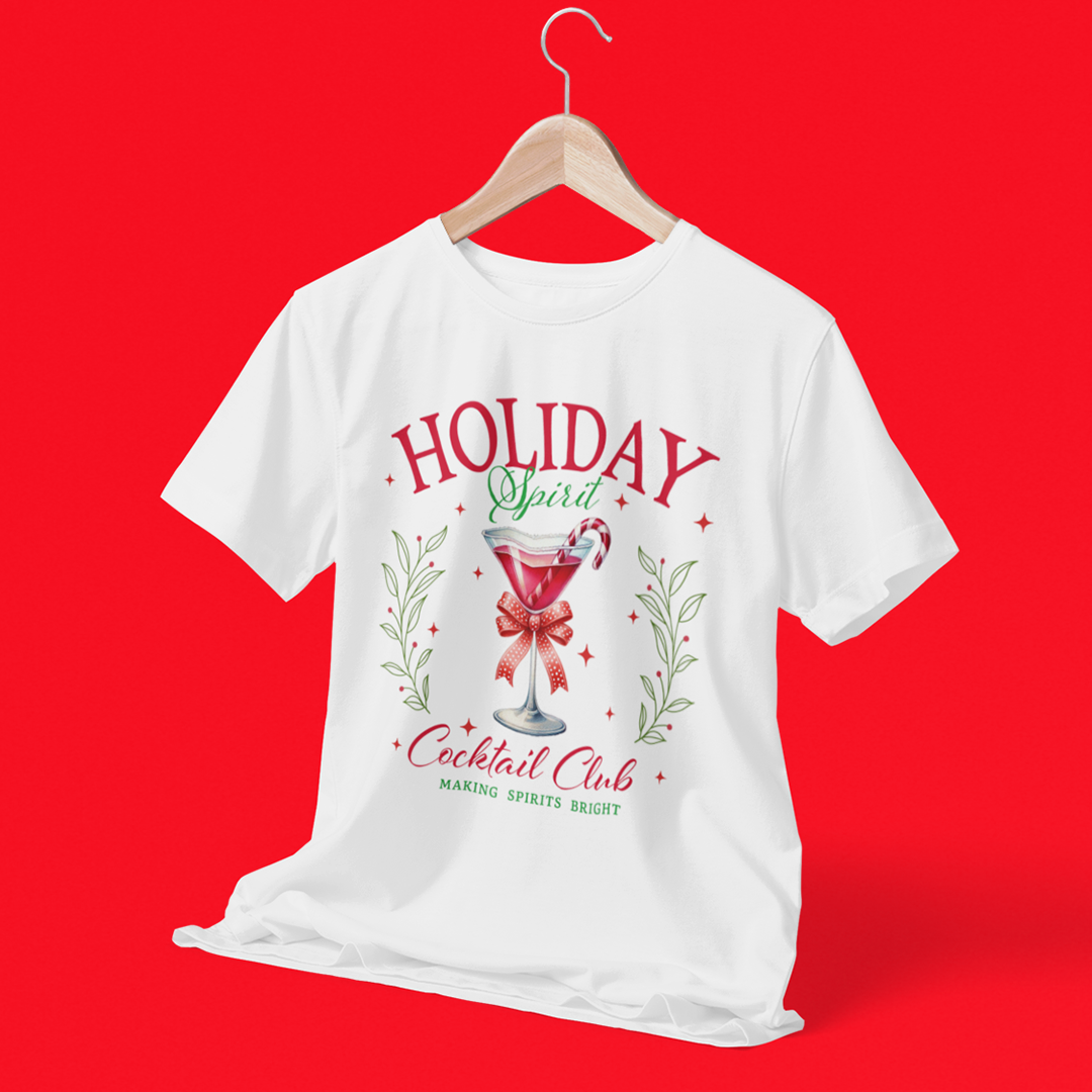 Holiday Cocktail Club Graphic Printed Christmas T-Shirt