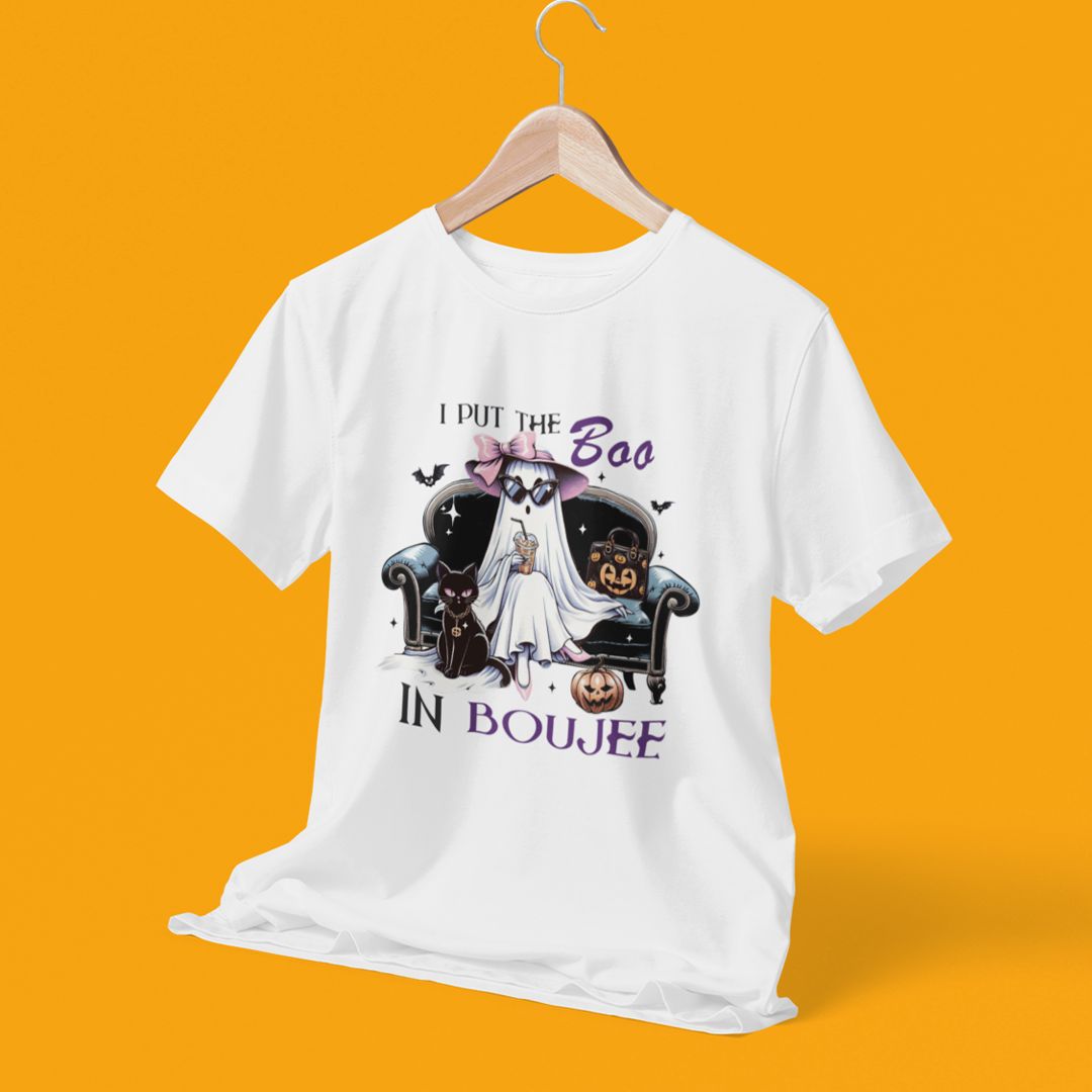 I put the Boo in Boujee Halloween White T-Shirt