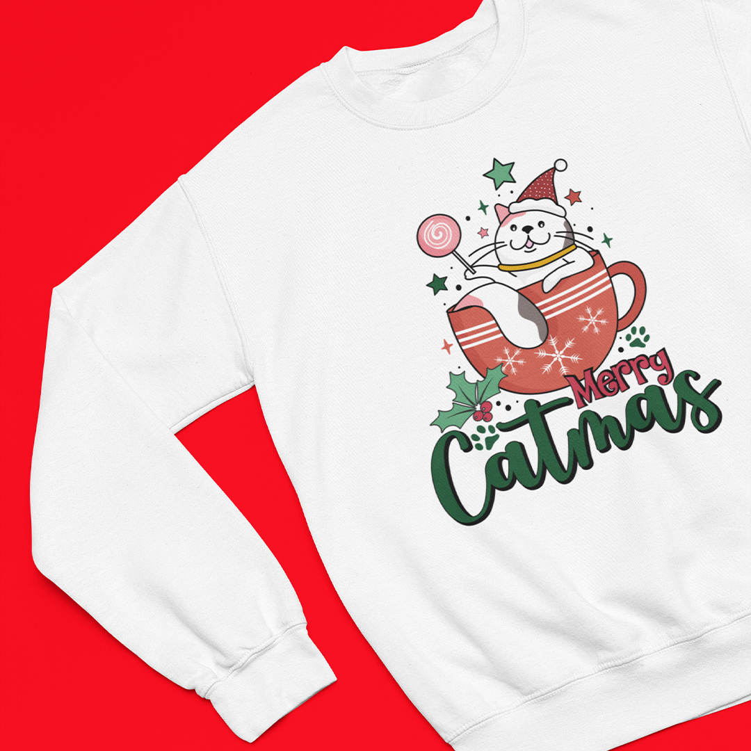 Catmas Graphic Printed Christmas Jumper