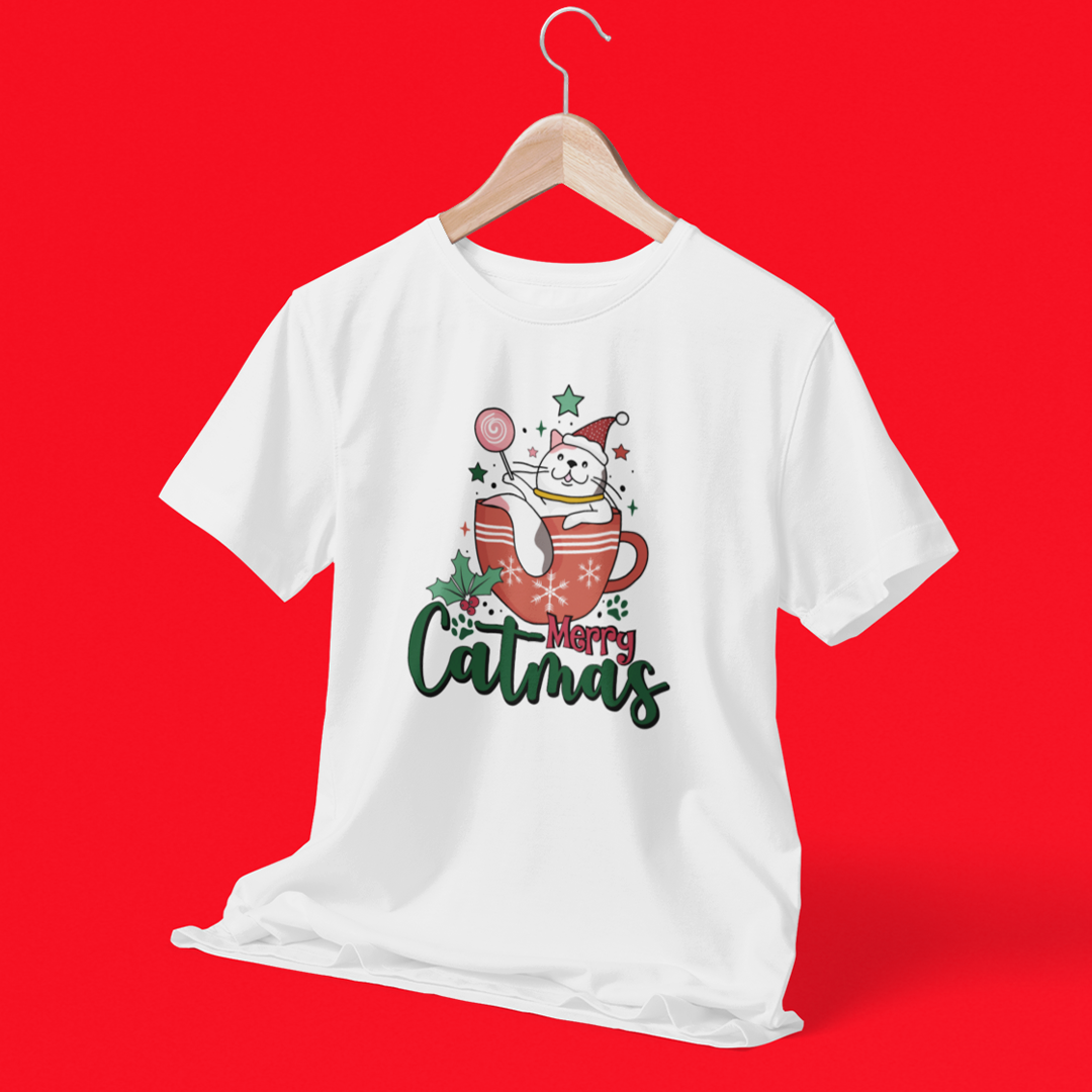 Catmas Graphic Printed Christmas T-Shirt