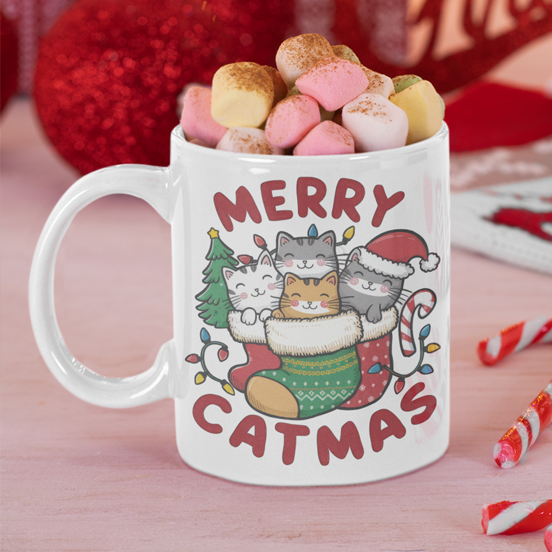 Merry Catmas Graphic Printed Christmas Mug