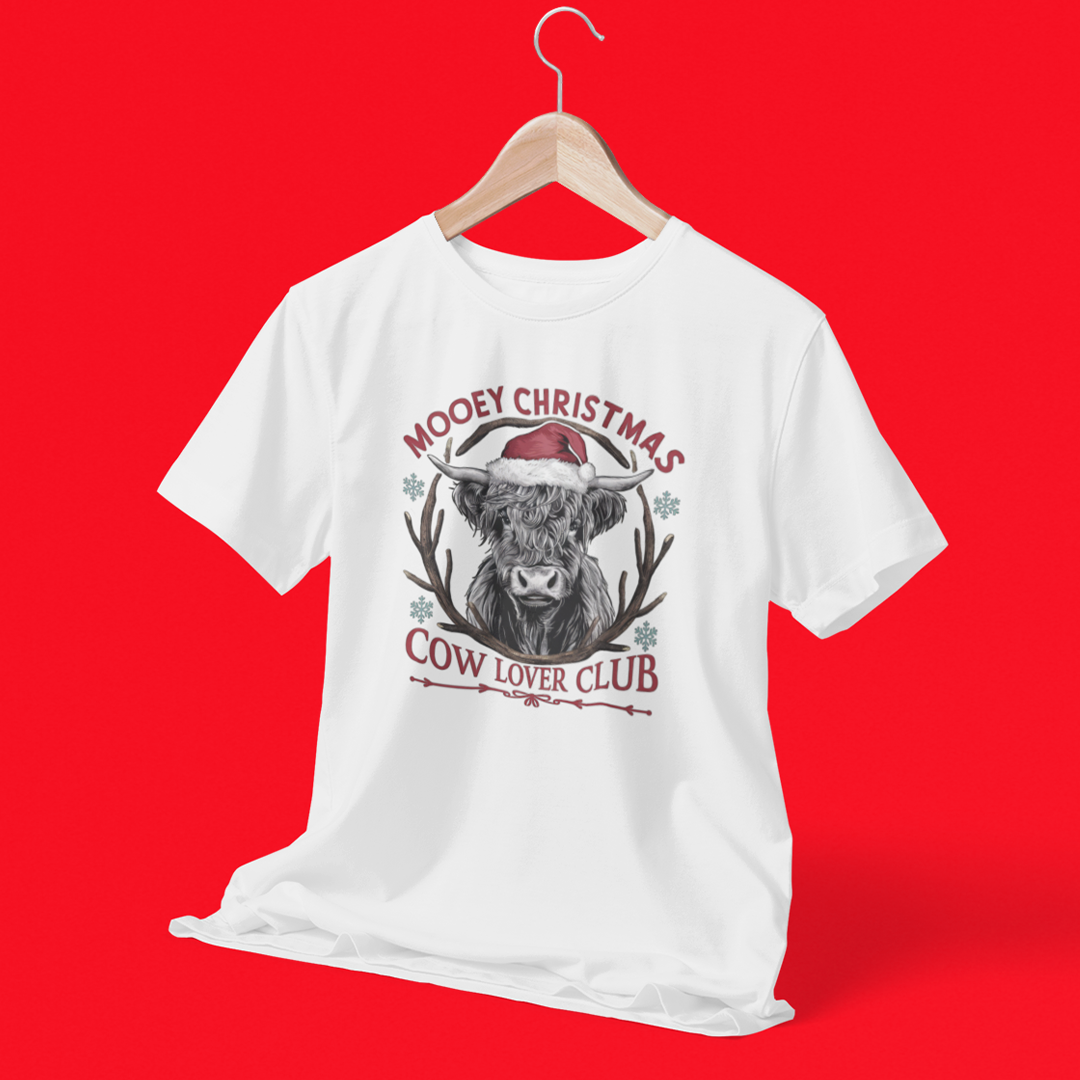 Mooey Christmas Graphic Printed White T-Shirt