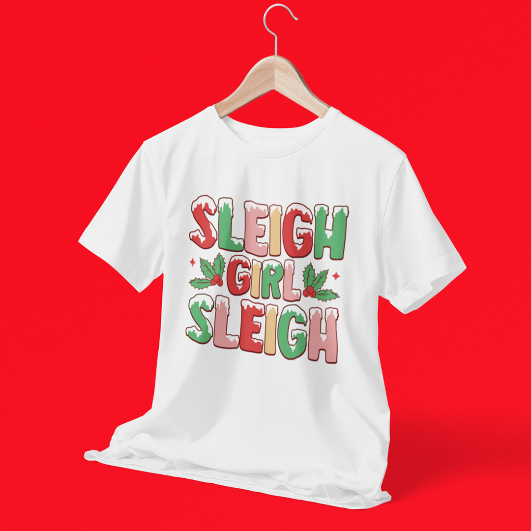 Sleigh Girl Sleigh Graphic Printed White T-Shirt
